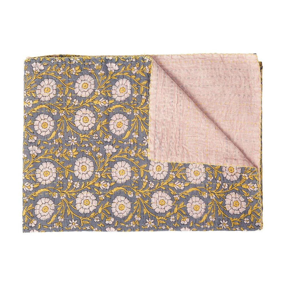 Taj Hotel Home Decor Kantha Cotton Throw | 1-Piece | Multicolor | 50"x70"
